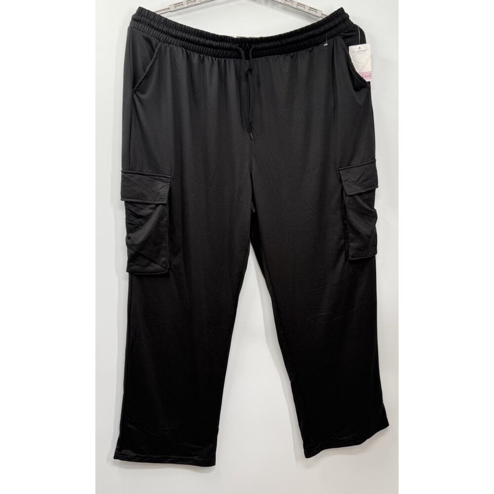 No Comment Plus 3X Cargo Pants Pull On Elastic Waist Black Stretch NWT